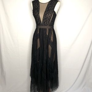 BCBG Andi Lace Trim Evening Dress
